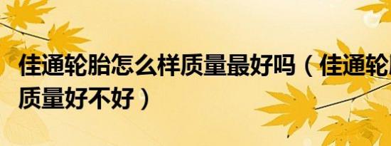 佳通轮胎怎么样质量最好吗（佳通轮胎怎么样质量好不好）