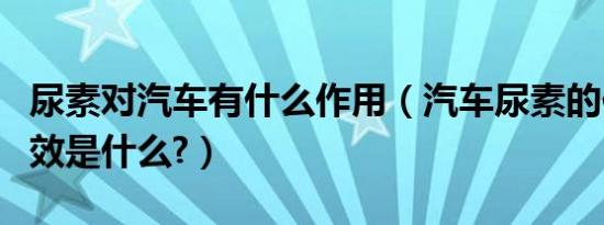 尿素对汽车有什么作用（汽车尿素的作用与功效是什么?）