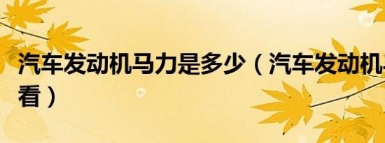 汽车发动机马力是多少（汽车发动机马力怎么看）