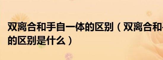 双离合和手自一体的区别（双离合和手自一体的区别是什么）