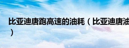 比亚迪唐跑高速的油耗（比亚迪唐油耗高吗?）