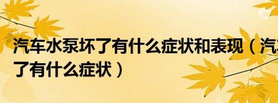 汽车水泵坏了有什么症状和表现（汽车水泵坏了有什么症状）