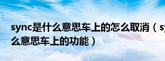 sync是什么意思车上的怎么取消（sync是什么意思车上的功能）