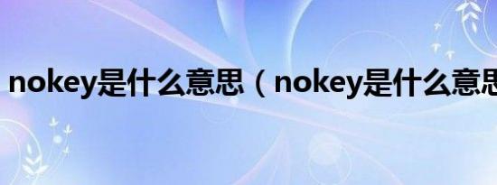 nokey是什么意思（nokey是什么意思本田）