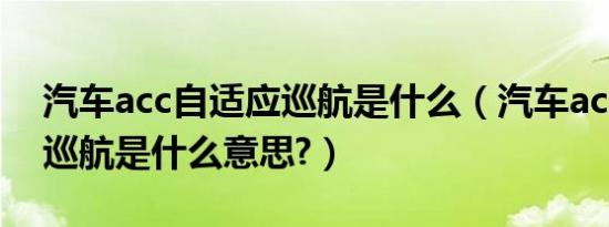 汽车acc自适应巡航是什么（汽车acc自适应巡航是什么意思?）