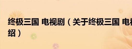终极三国 电视剧（关于终极三国 电视剧的介绍）