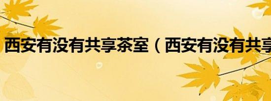 西安有没有共享茶室（西安有没有共享汽车）
