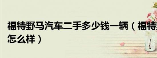 福特野马汽车二手多少钱一辆（福特野马汽车怎么样）
