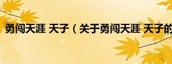 勇闯天涯 天子（关于勇闯天涯 天子的介绍）