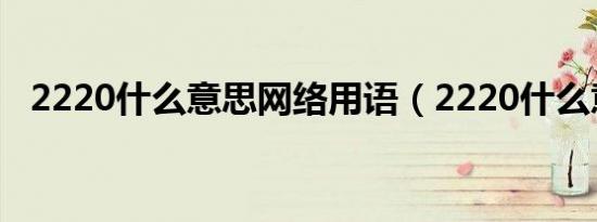 2220什么意思网络用语（2220什么意思）