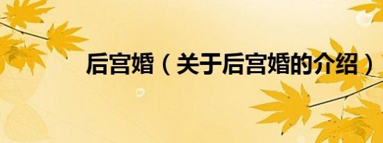 后宫婚（关于后宫婚的介绍）