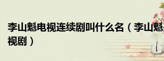李山魁电视连续剧叫什么名（李山魁是哪部电视剧）