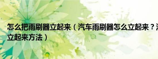 怎么把雨刷器立起来（汽车雨刷器怎么立起来？汽车雨刷器立起来方法）