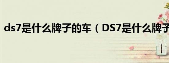 ds7是什么牌子的车（DS7是什么牌子的车）