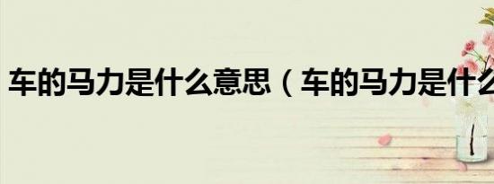 车的马力是什么意思（车的马力是什么意思）