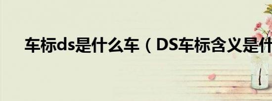 车标ds是什么车（DS车标含义是什么）