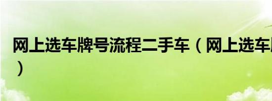 网上选车牌号流程二手车（网上选车牌号流程）