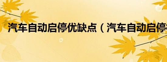汽车自动启停优缺点（汽车自动启停标志）