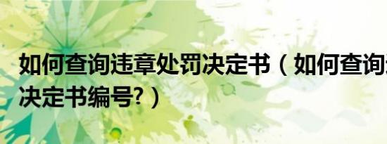 如何查询违章处罚决定书（如何查询违章处罚决定书编号?）