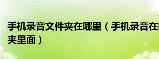 手机录音文件夹在哪里（手机录音在哪个文件夹里面）