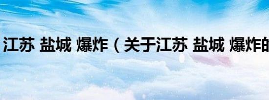江苏 盐城 爆炸（关于江苏 盐城 爆炸的介绍）