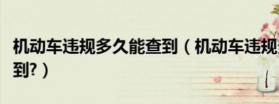 机动车违规多久能查到（机动车违规多久能查到?）