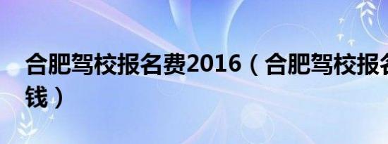 合肥驾校报名费2016（合肥驾校报名费多少钱）