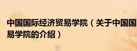中国国际经济贸易学院（关于中国国际经济贸易学院的介绍）