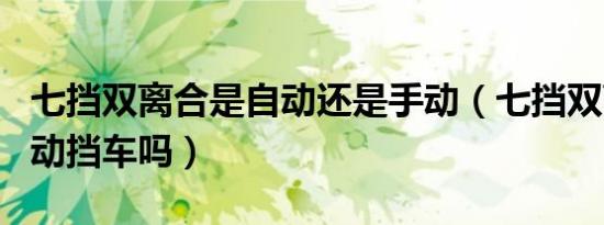七挡双离合是自动还是手动（七挡双离合是自动挡车吗）