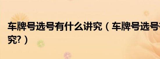 车牌号选号有什么讲究（车牌号选号有什么讲究?）