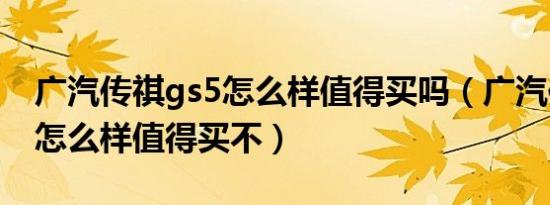 广汽传祺gs5怎么样值得买吗（广汽传祺gs5怎么样值得买不）