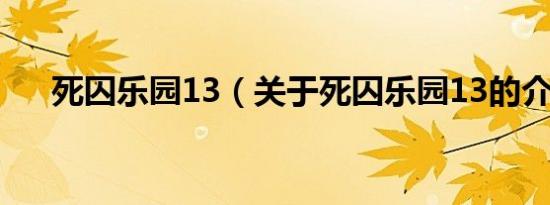 死囚乐园13（关于死囚乐园13的介绍）