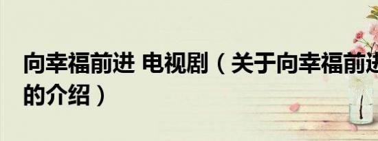 向幸福前进 电视剧（关于向幸福前进 电视剧的介绍）