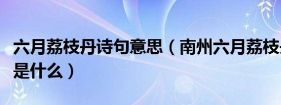 六月荔枝丹诗句意思（南州六月荔枝丹的意思是什么）