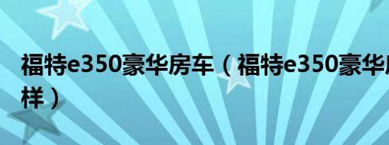 福特e350豪华房车（福特e350豪华房车怎么样）