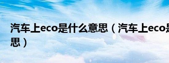 汽车上eco是什么意思（汽车上eco是什么意思）