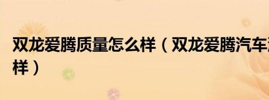 双龙爱腾质量怎么样（双龙爱腾汽车油耗怎么样）