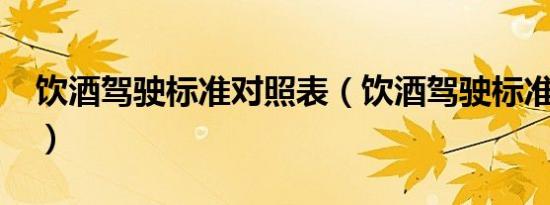 饮酒驾驶标准对照表（饮酒驾驶标准扣几分?）