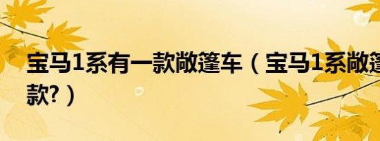 宝马1系有一款敞篷车（宝马1系敞篷是哪一款?）