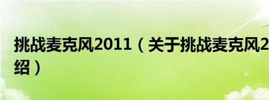 挑战麦克风2011（关于挑战麦克风2011的介绍）