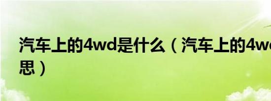 汽车上的4wd是什么（汽车上的4wd什么意思）