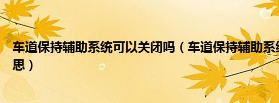 车道保持辅助系统可以关闭吗（车道保持辅助系统是什么意思）