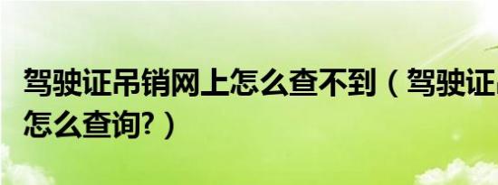 驾驶证吊销网上怎么查不到（驾驶证吊销网上怎么查询?）