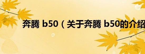 奔腾 b50（关于奔腾 b50的介绍）