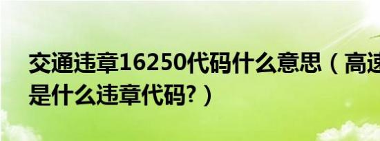 交通违章16250代码什么意思（高速16250是什么违章代码?）