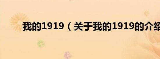 我的1919（关于我的1919的介绍）