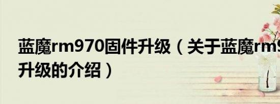 蓝魔rm970固件升级（关于蓝魔rm970固件升级的介绍）