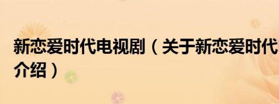 新恋爱时代电视剧（关于新恋爱时代电视剧的介绍）