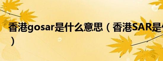香港gosar是什么意思（香港SAR是什么意思）