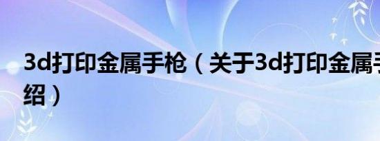 3d打印金属手枪（关于3d打印金属手枪的介绍）